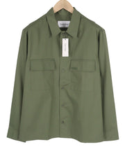 CALVIN KLEIN Minimal Twill Men Shirt M Green Patch Pocket Overshirt