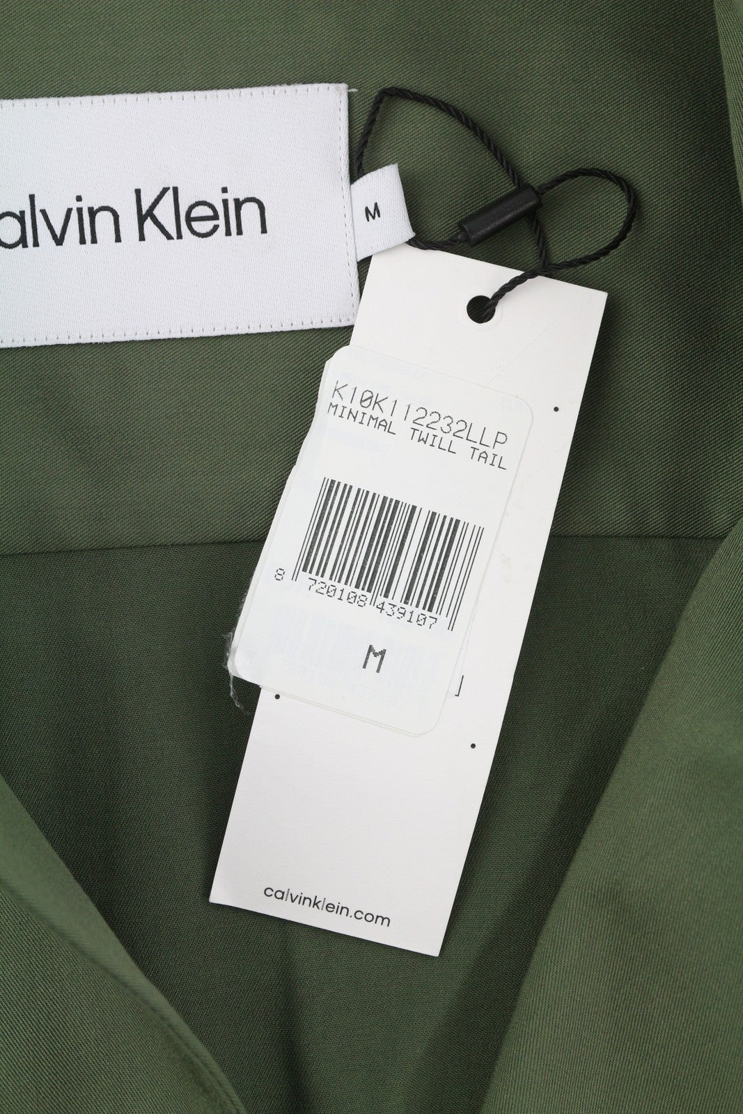 CALVIN KLEIN Minimal Twill Men Shirt M Green Patch Pocket Overshirt