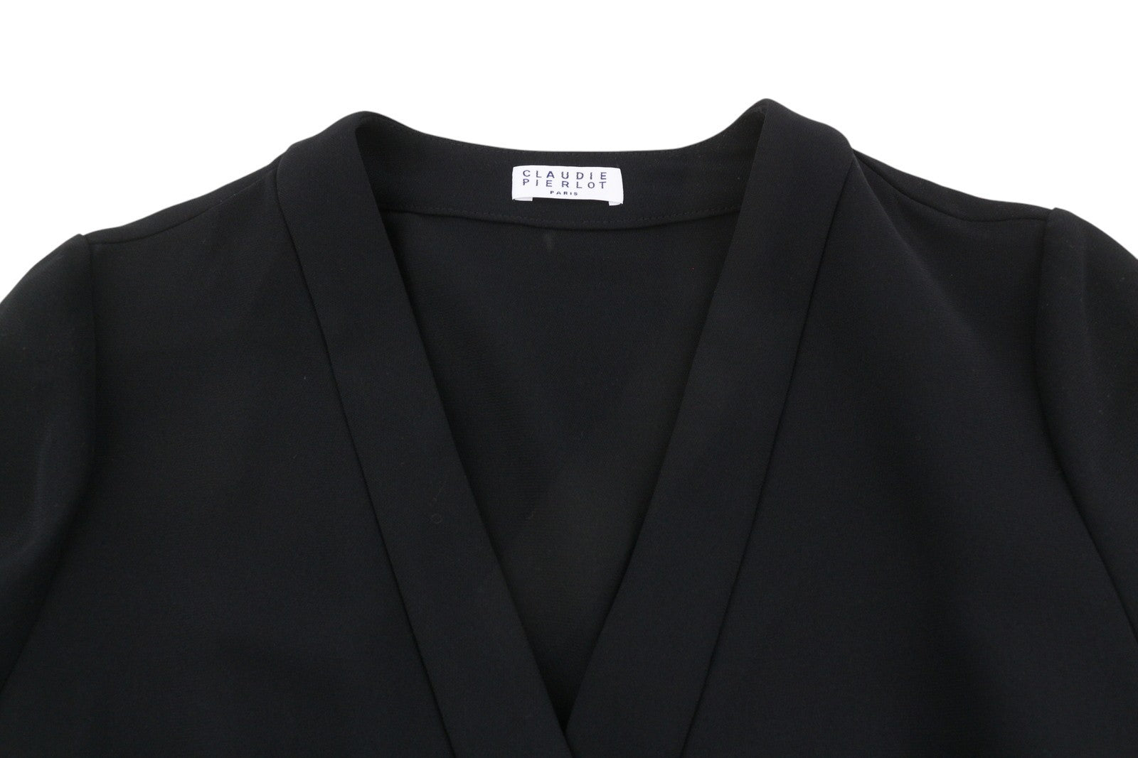 CLAUDIE PIERLOT Rasima Women Dress 38 S Black Crossover Flared Cut RRP225