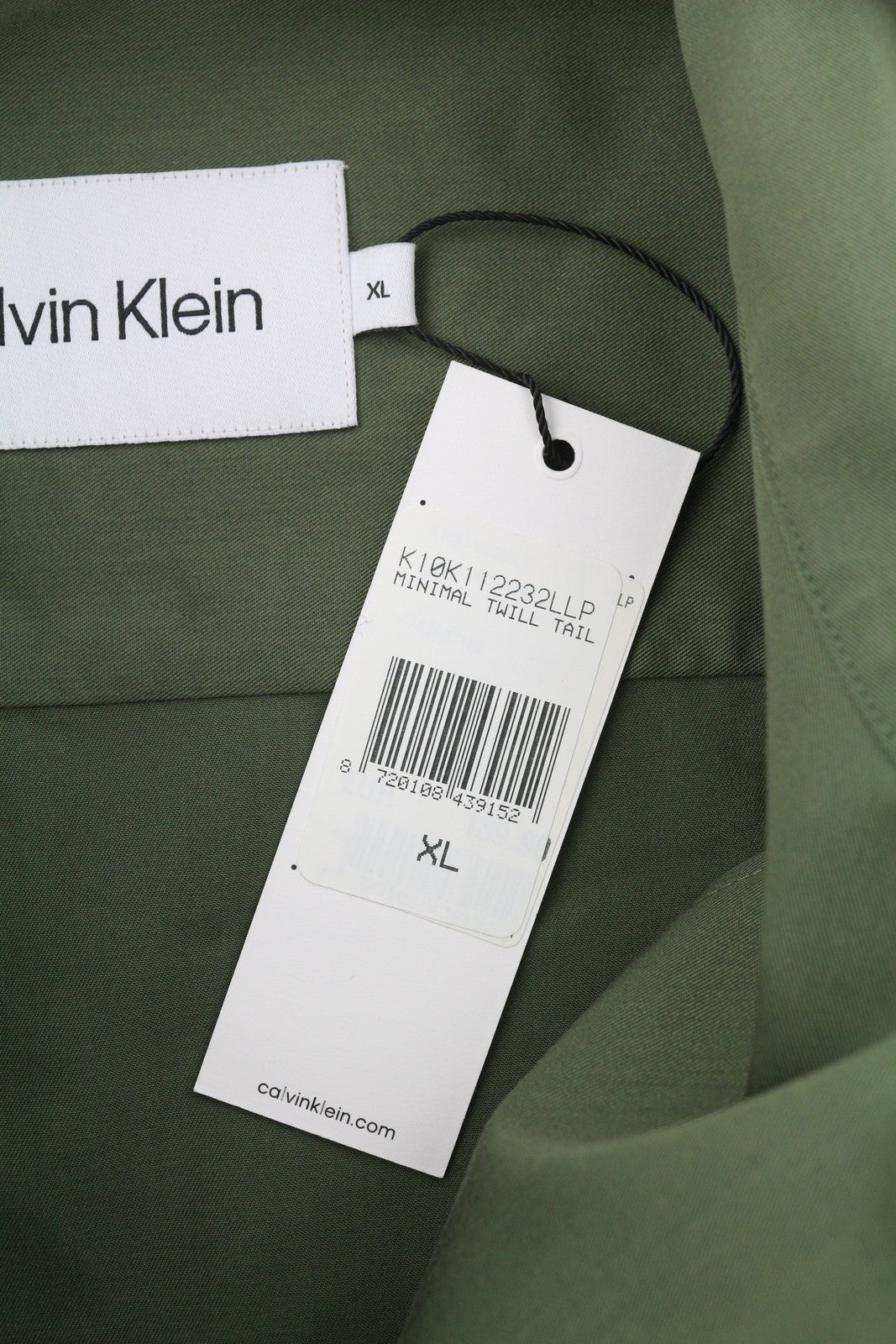 CALVIN KLEIN Minimal Twill Men Shirt XL Green Patch Pocket Overshirt