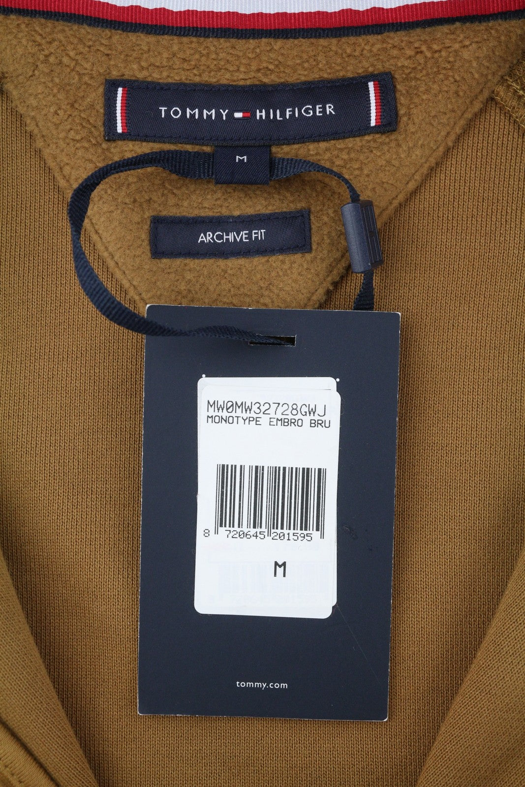 TOMMY HILFIGER Archive Fit Men Sweatshirt M Brown Full Zip High Neck