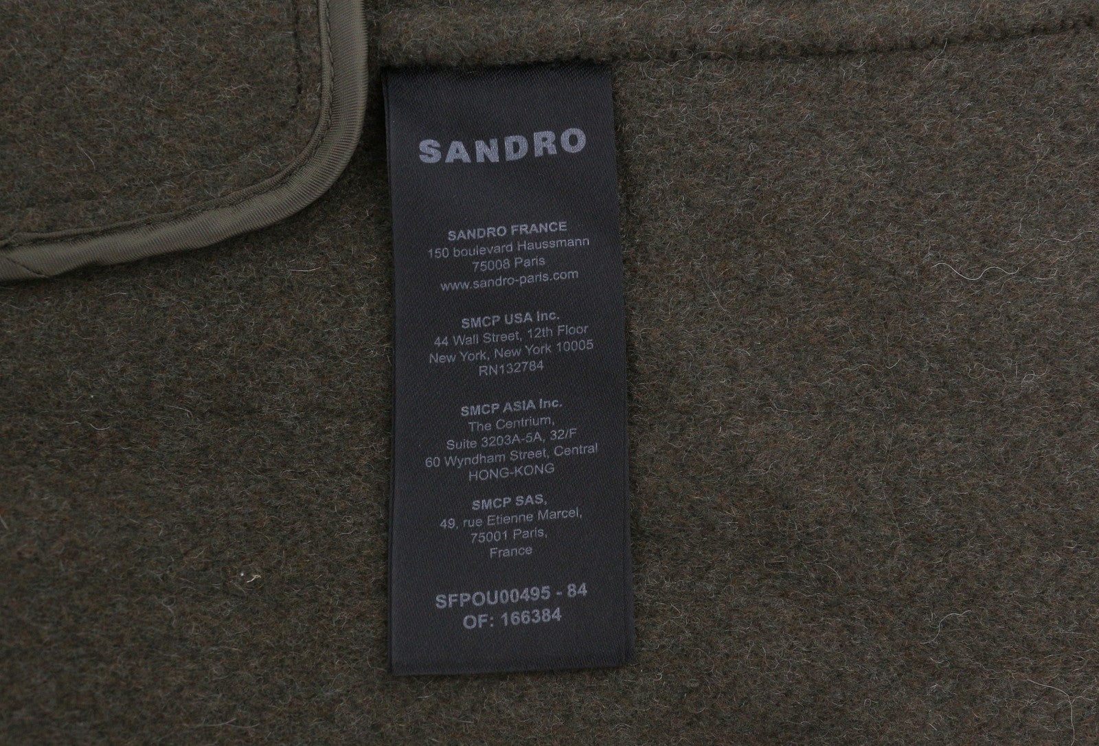 SANDRO Fisher Women Coat 38 M Khaki Wool Blend Tailored Collar Oversized RRP445