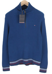 TOMMY HILFIGER Shadow Gs Rib Zip Men Jumper S Blue High Neck Knit