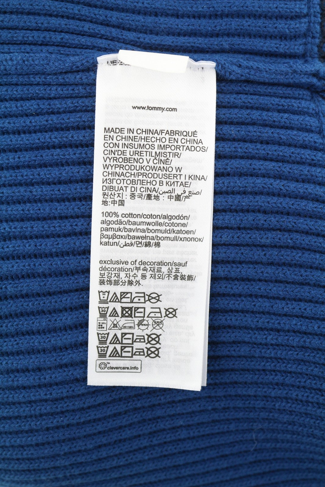 TOMMY HILFIGER Shadow Gs Rib Zip Men Jumper S Blue High Neck Knit