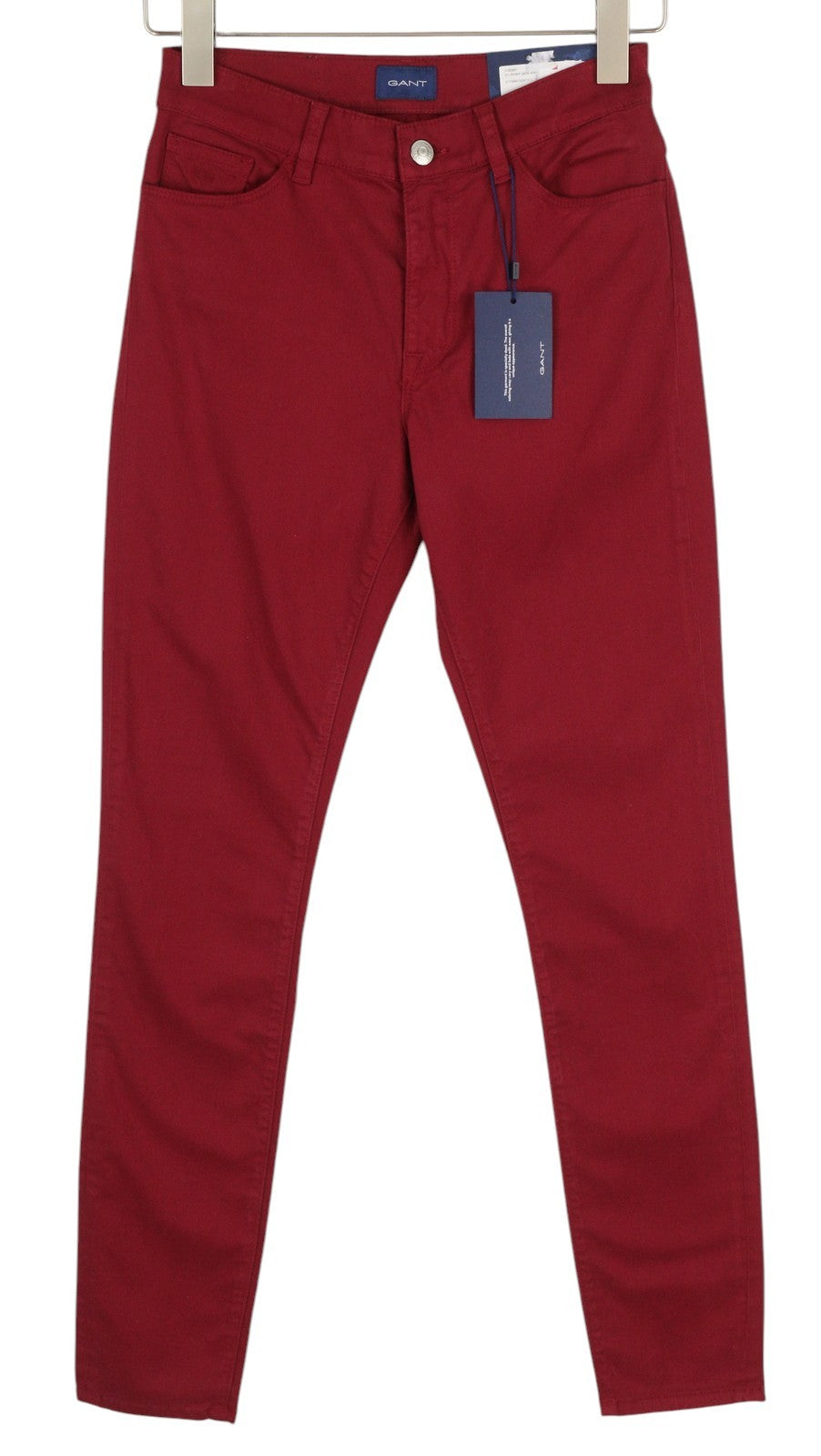 GANT Skinny Satin Women Trousers W26/L32 Dark Red Zip Casual