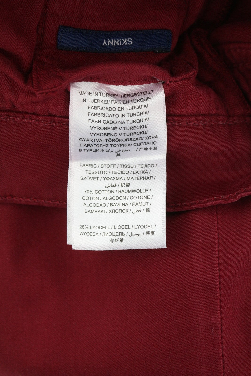 GANT Skinny Satin Women Trousers W26/L32 Dark Red Zip Casual