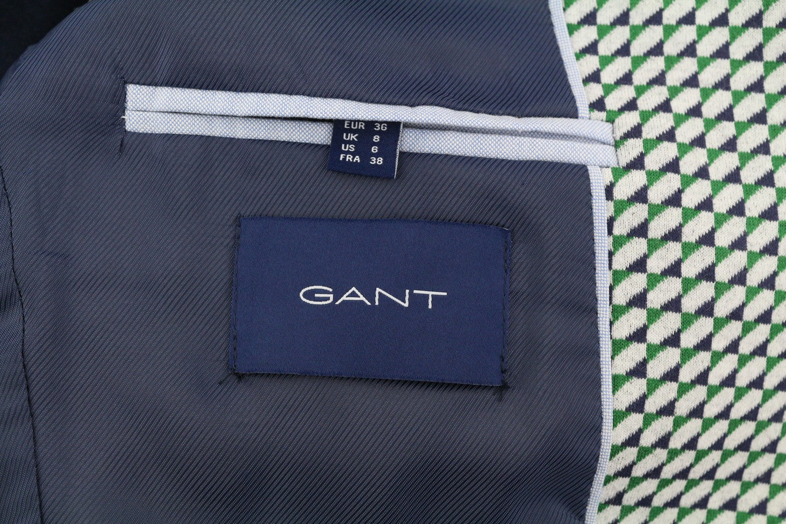 GANT Geo Jersey Women Suit EU36 Grey Pattern Notch 2in1