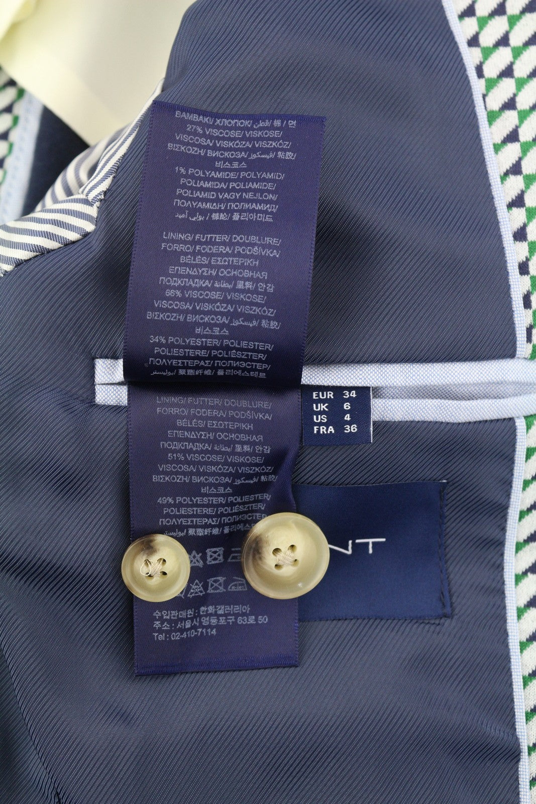 GANT Geo Jersey Women Blazer EU34 Pattern Notch Half Lined