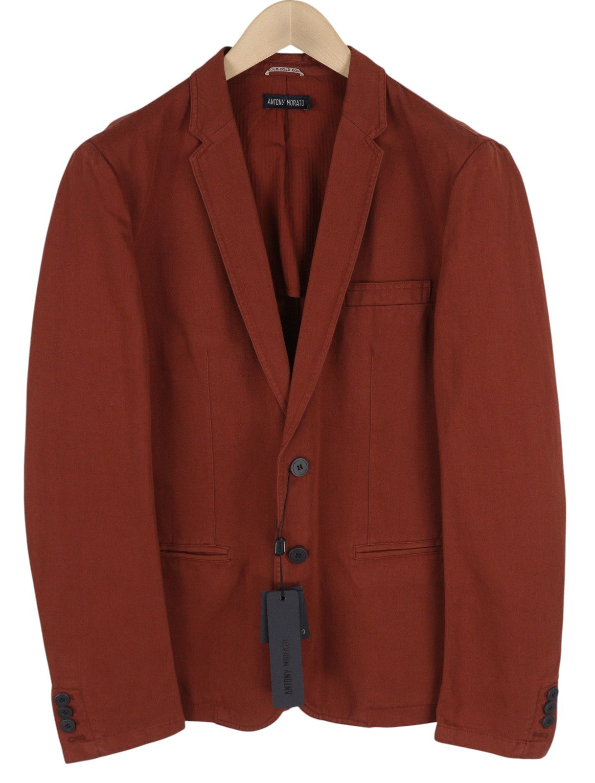 ANTONY MORATO Men Suit L Burgundy Slim Linen Notch 2in1