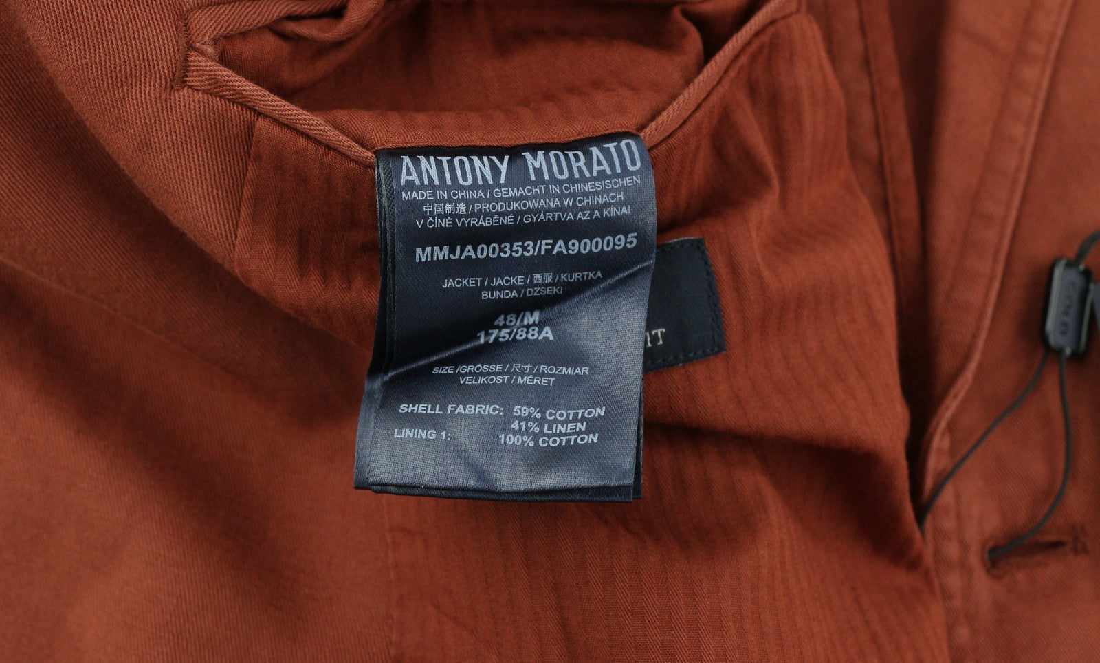 ANTONY MORATO Men Suit M Burgundy Slim Linen Notch 2in1