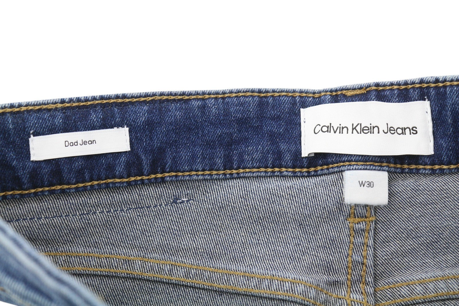 CALVIN KLEIN Dad Men Jeans W30 Blue Faded Cropped Taper Denim