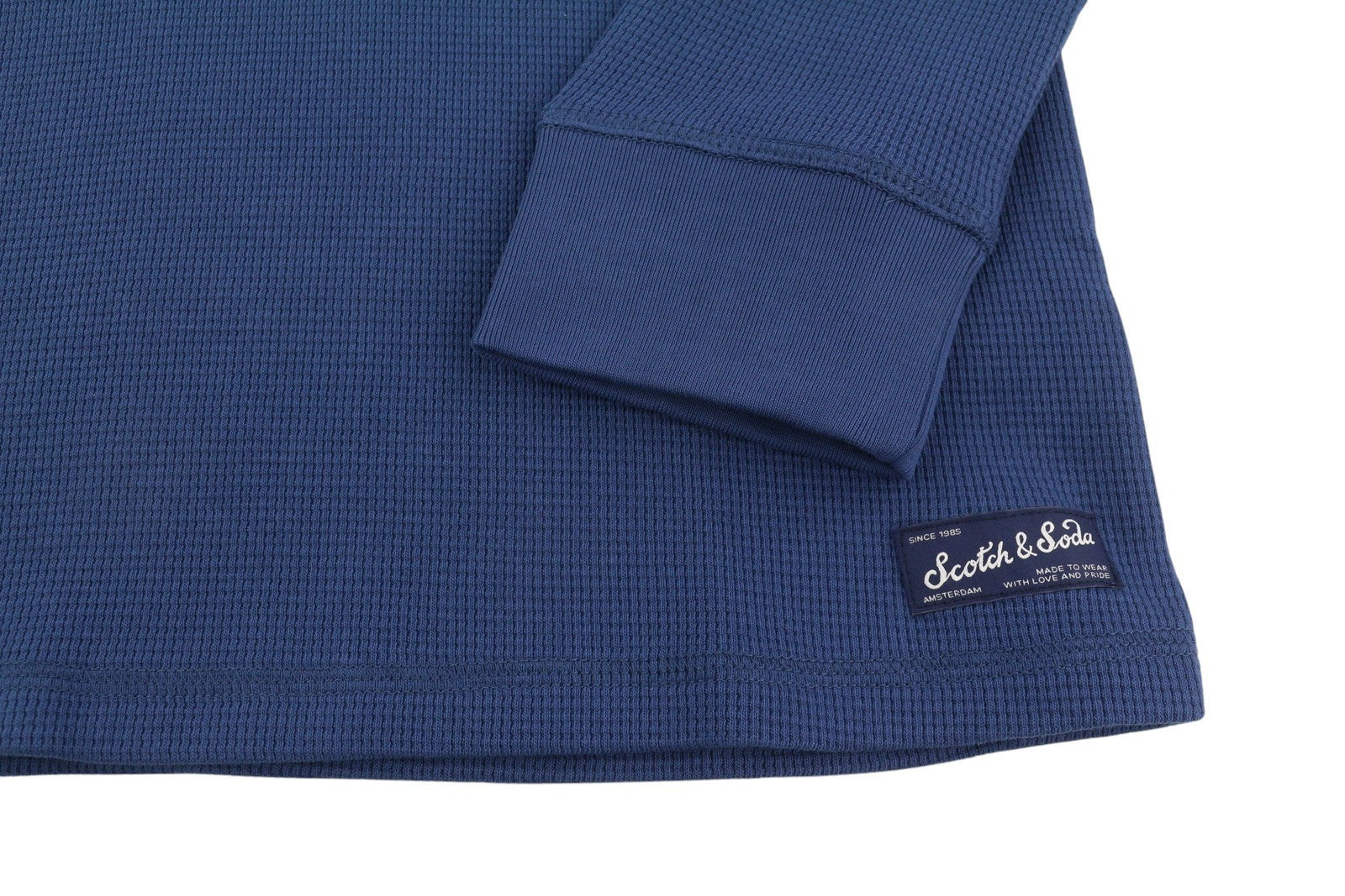 SCOTCH & SODA Men Sweatshirt M Dark Blue Textured Crew Neck Cotton Pull On