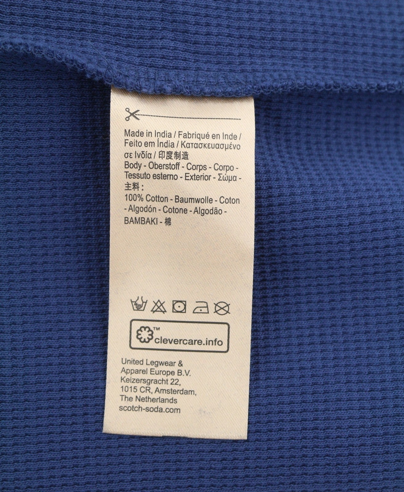 SCOTCH & SODA Men Sweatshirt M Dark Blue Textured Crew Neck Cotton Pull On