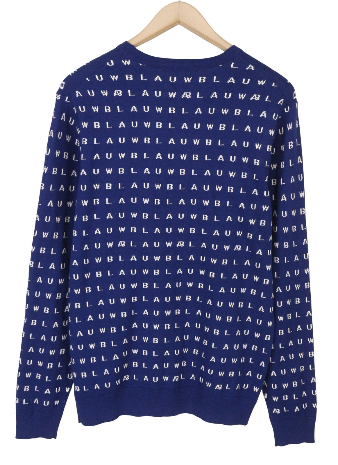 SCOTCH & SODA Men Jumper M Blue All-Over Logo Print Tight-Knit Cotton Pull On