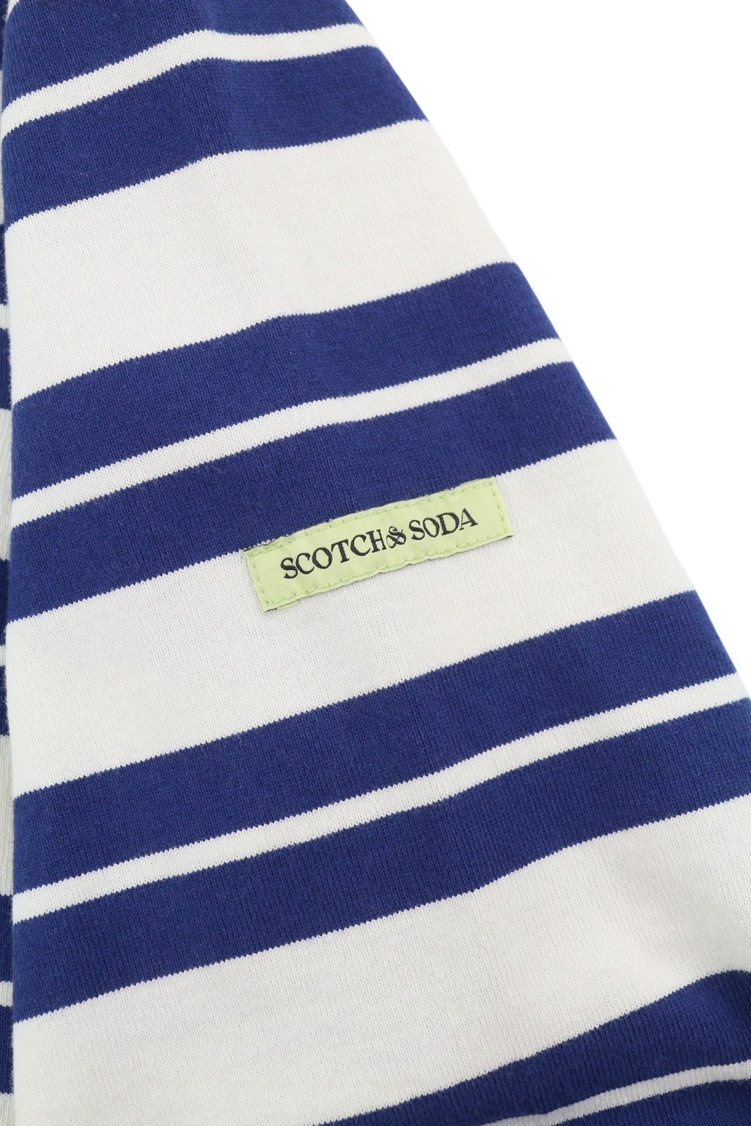 SCOTCH & SODA Men T-Shirt M White Striped Cotton Crew Neck Long Sleeve Pull On