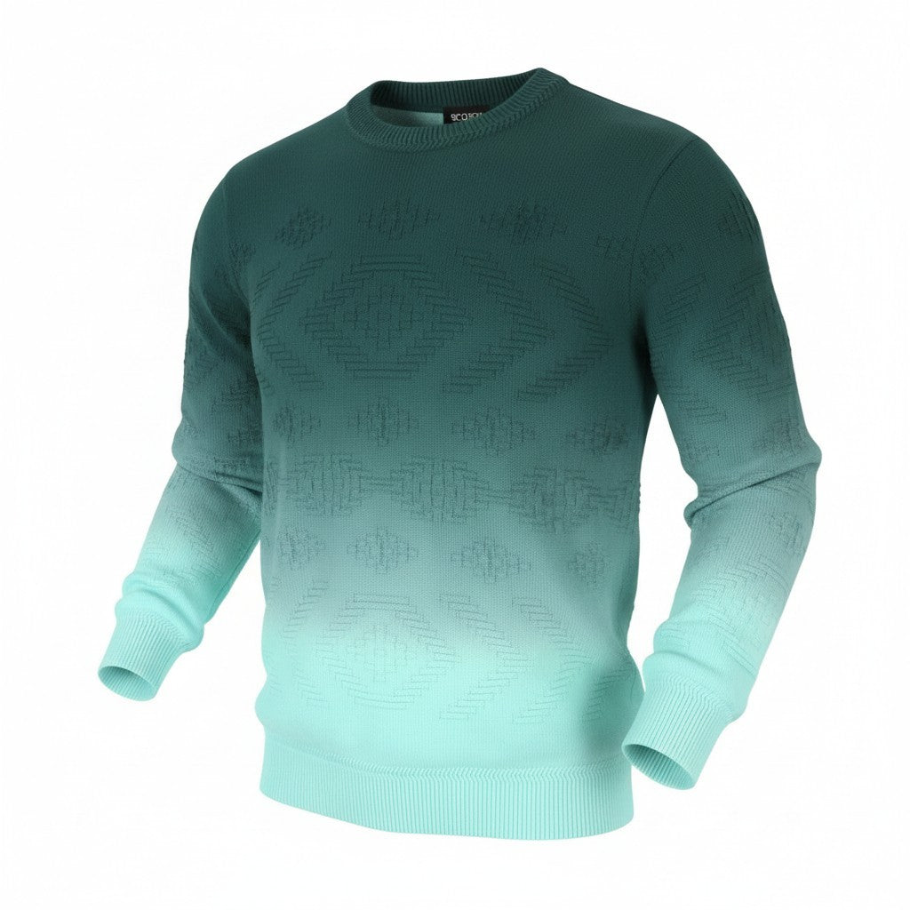 SCOTCH & SODA Men Jumper M Blue Dip-Dye Effect Textured Knitted Pull On