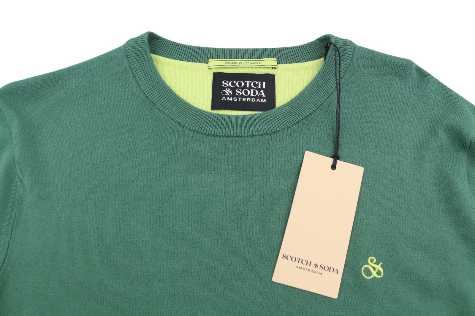 SCOTCH & SODA Men Jumper M Green Crew Neck Tight-Knit Pull On