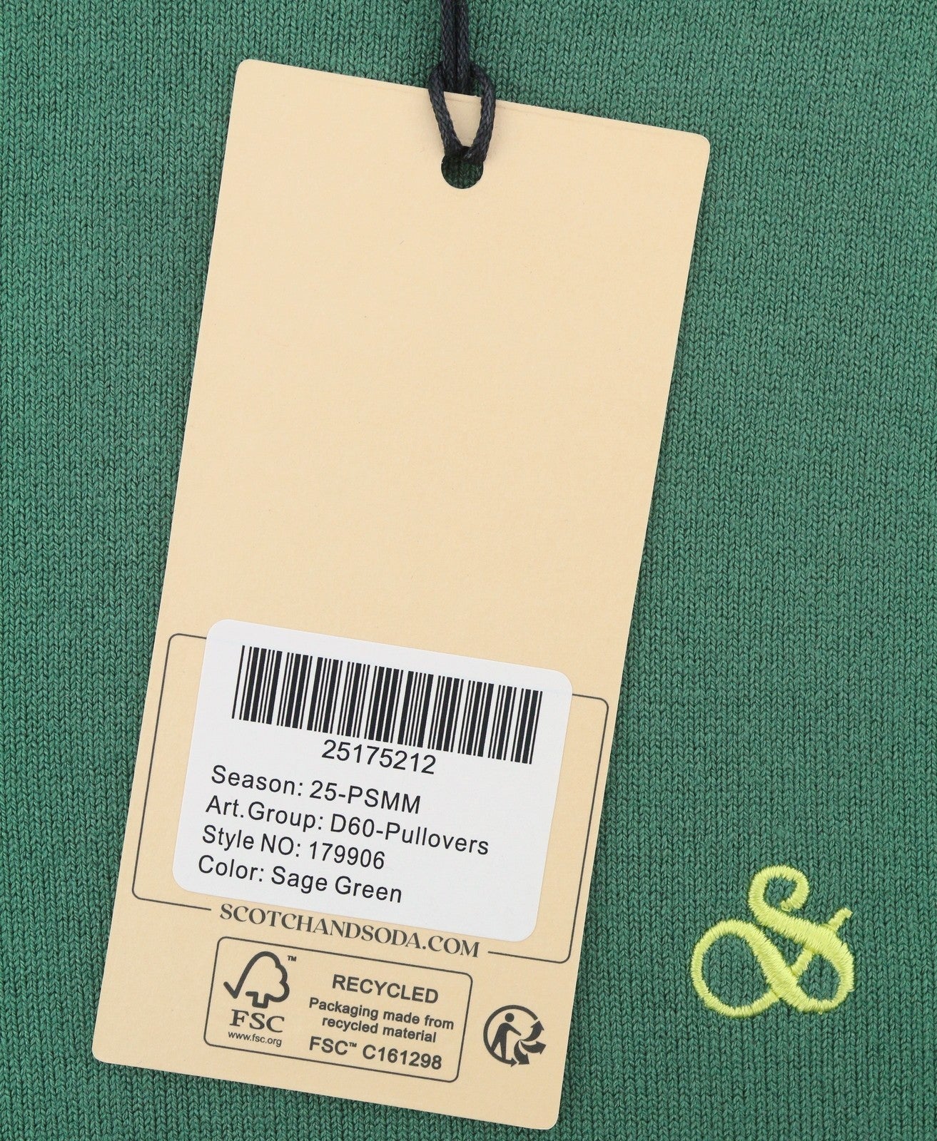 SCOTCH & SODA Men Jumper M Green Crew Neck Tight-Knit Pull On