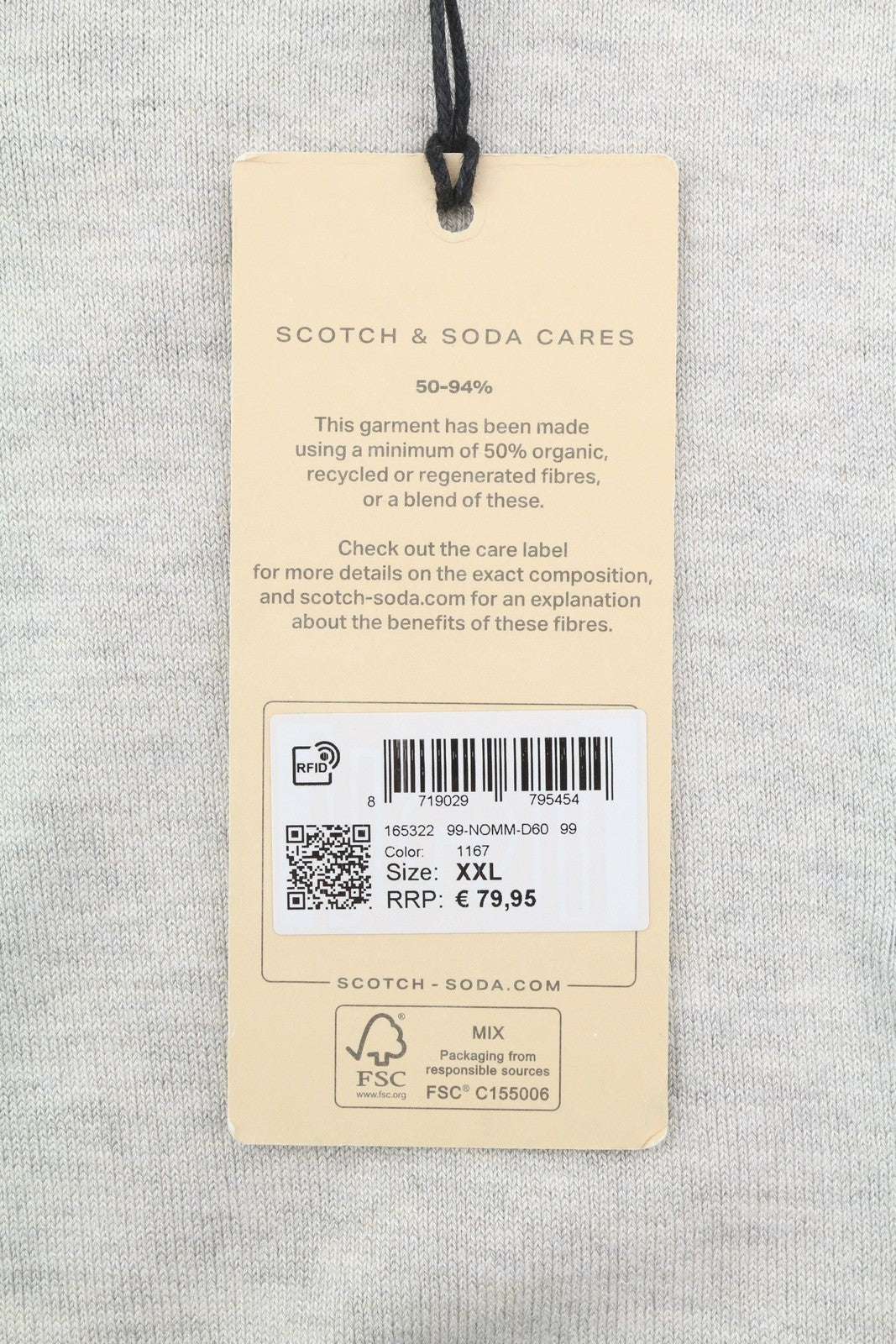 SCOTCH & SODA Men Jumper 2XL Grey Melange Tight-Knit Embroidered Pull On