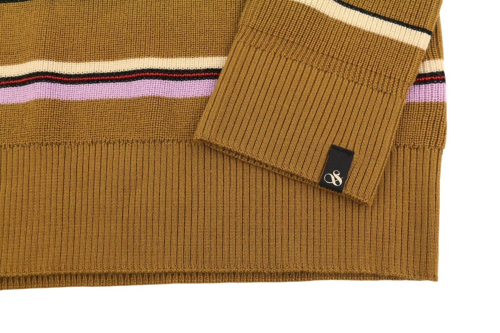 SCOTCH & SODA Men Jumper L Brown Striped Crew Neck Wool Tight-Knit Pull On