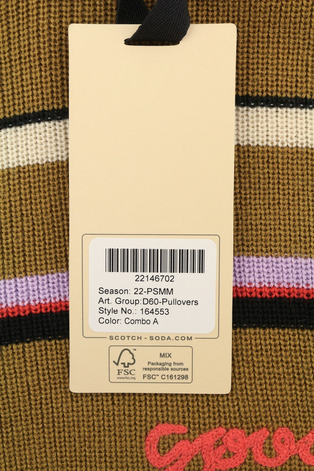 SCOTCH & SODA Men Jumper L Brown Striped Crew Neck Wool Tight-Knit Pull On