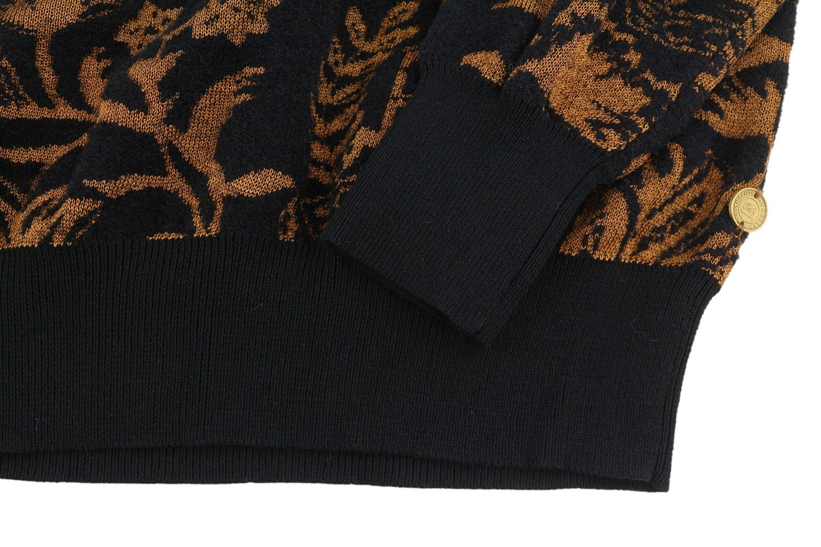 SCOTCH & SODA Men Jumper L Black Floral Pattern Tight-Knit Cotton Blend Pull On