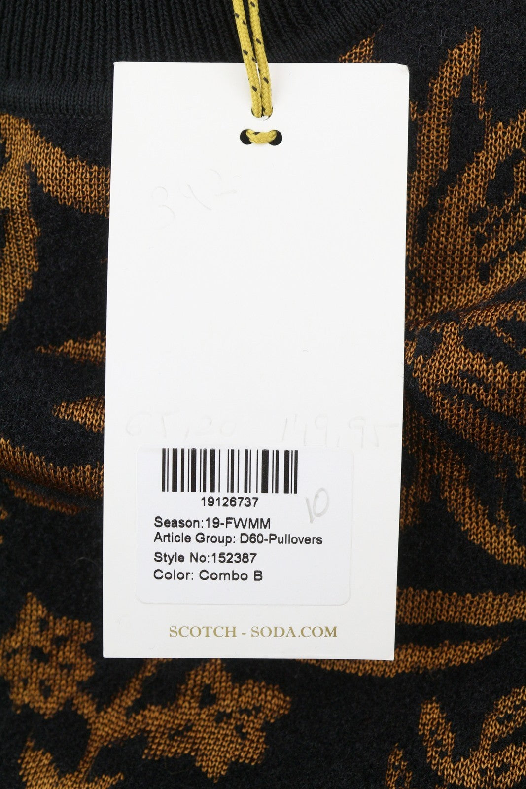 SCOTCH & SODA Men Jumper L Black Floral Pattern Tight-Knit Cotton Blend Pull On