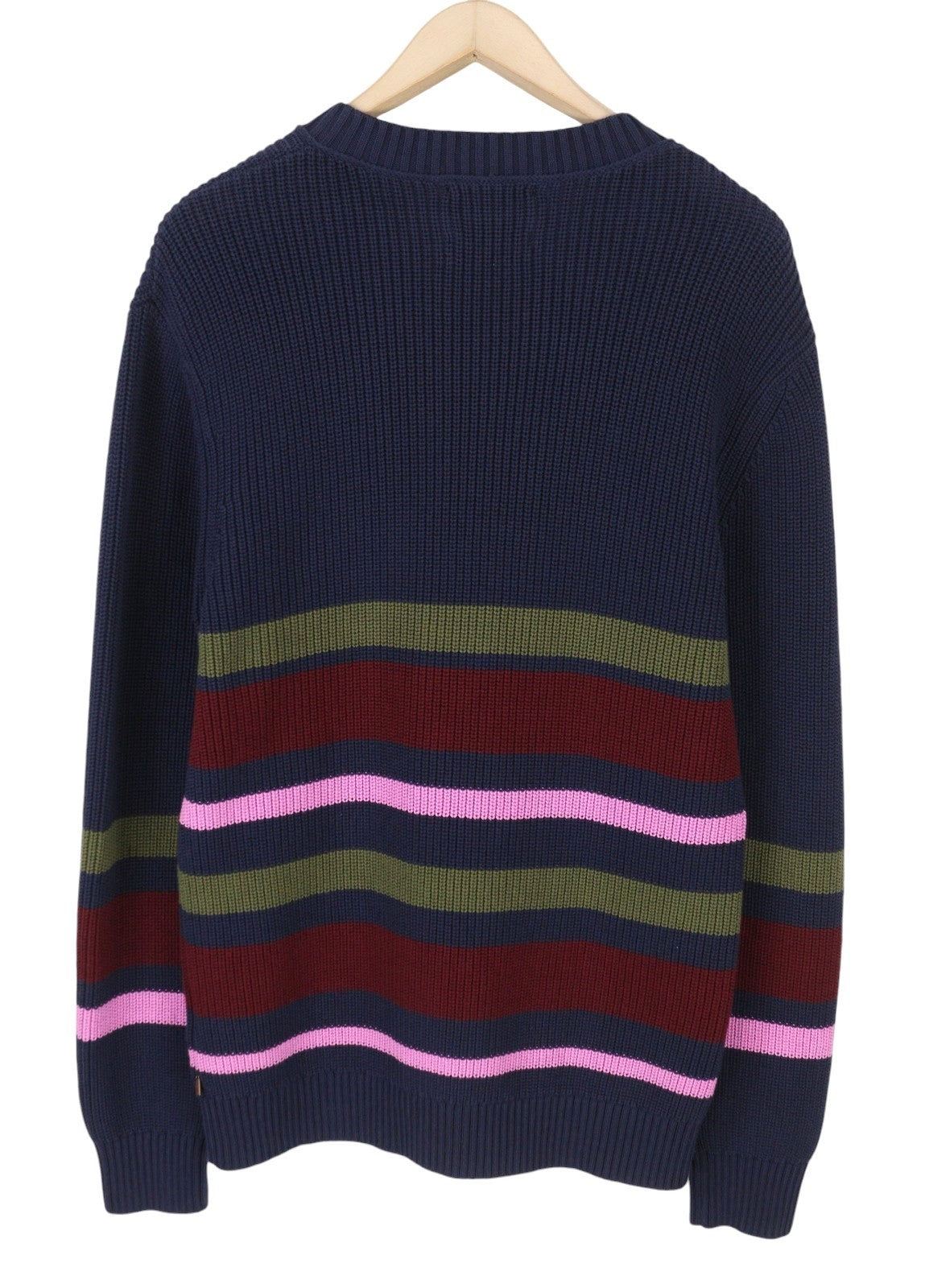 SCOTCH & SODA Men Jumper L Dark Blue Striped Tight-Knit V-Neck Pull On