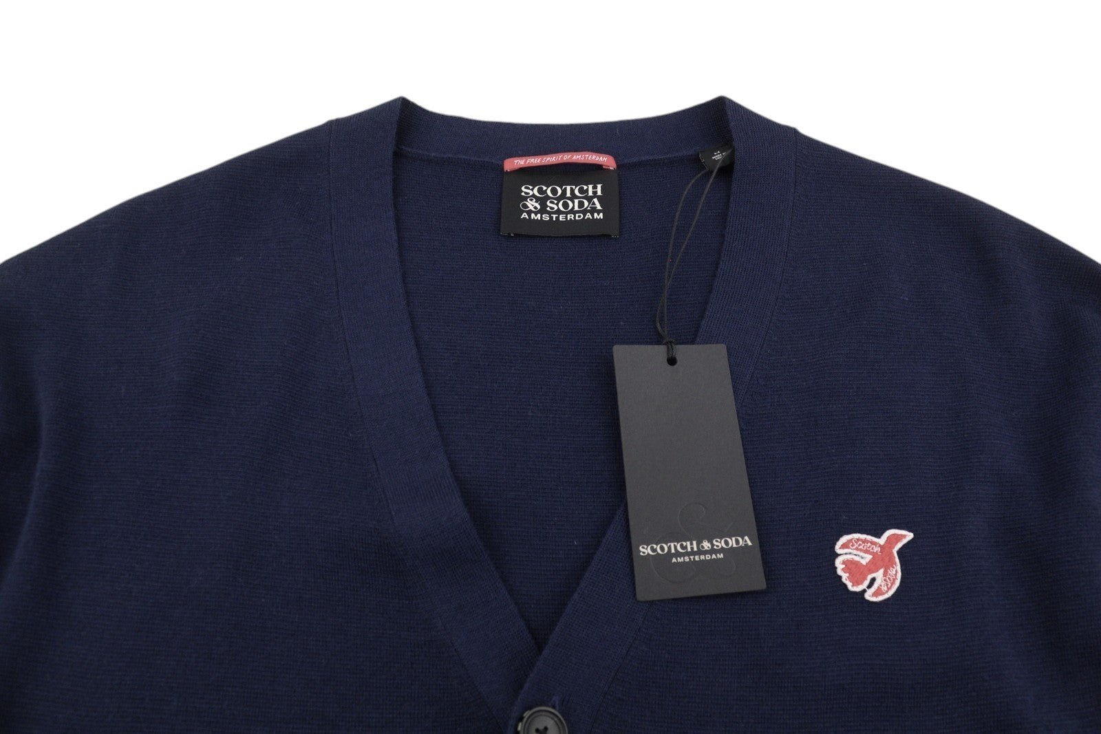 SCOTCH & SODA Men Jumper M Dark Blue Merino Wool Blend Knit Oversized Cardigan