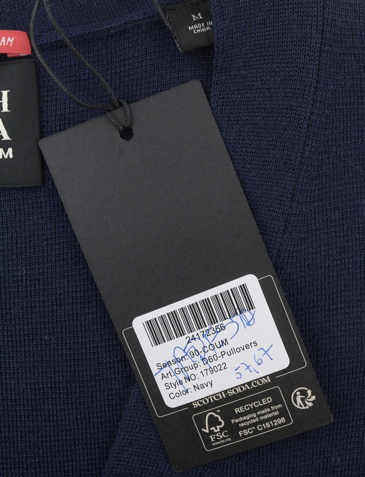 SCOTCH & SODA Men Jumper M Dark Blue Merino Wool Blend Knit Oversized Cardigan