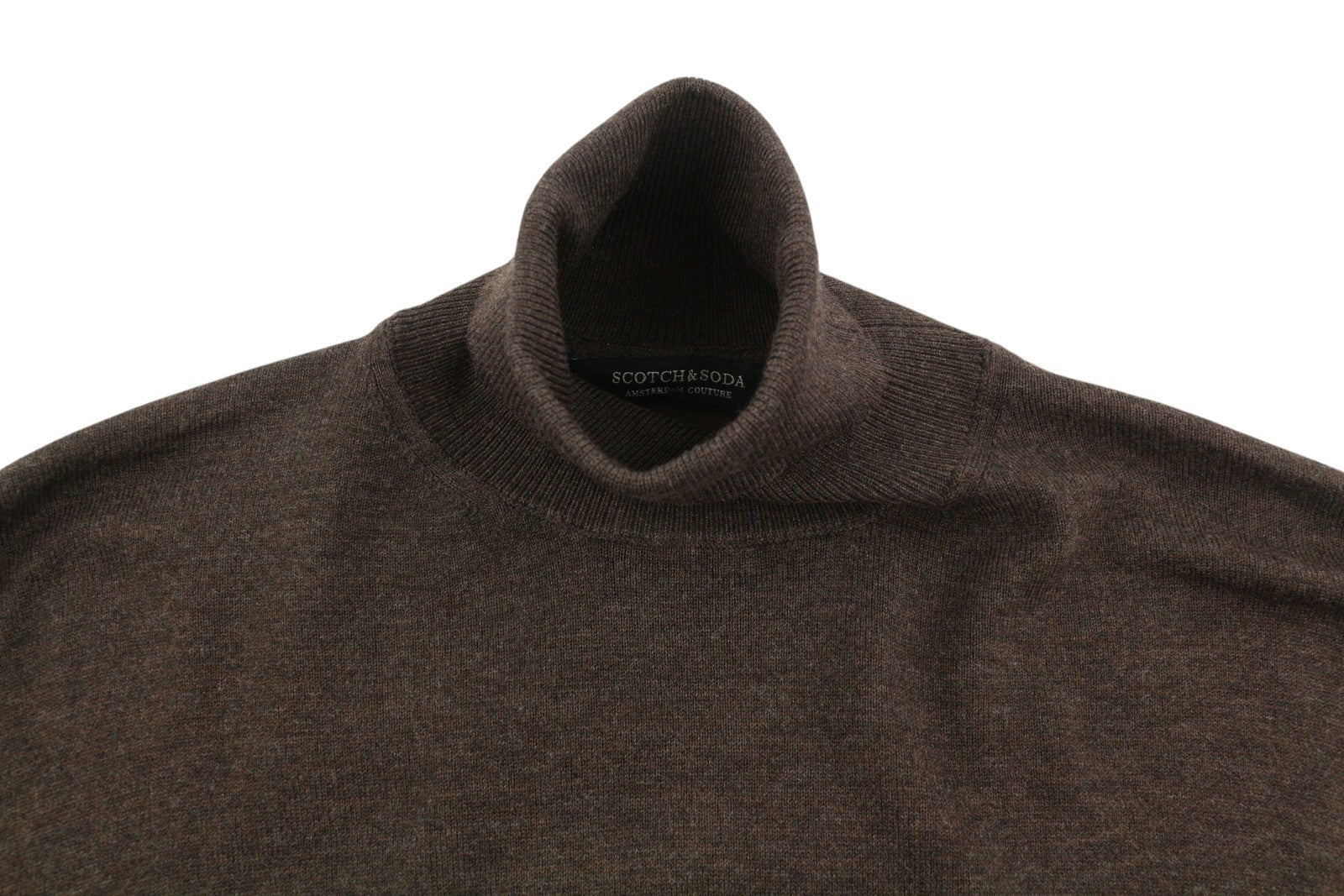 SCOTCH & SODA Men Jumper L Brown Melange High Neck Tight-Knit Pull On Sweater