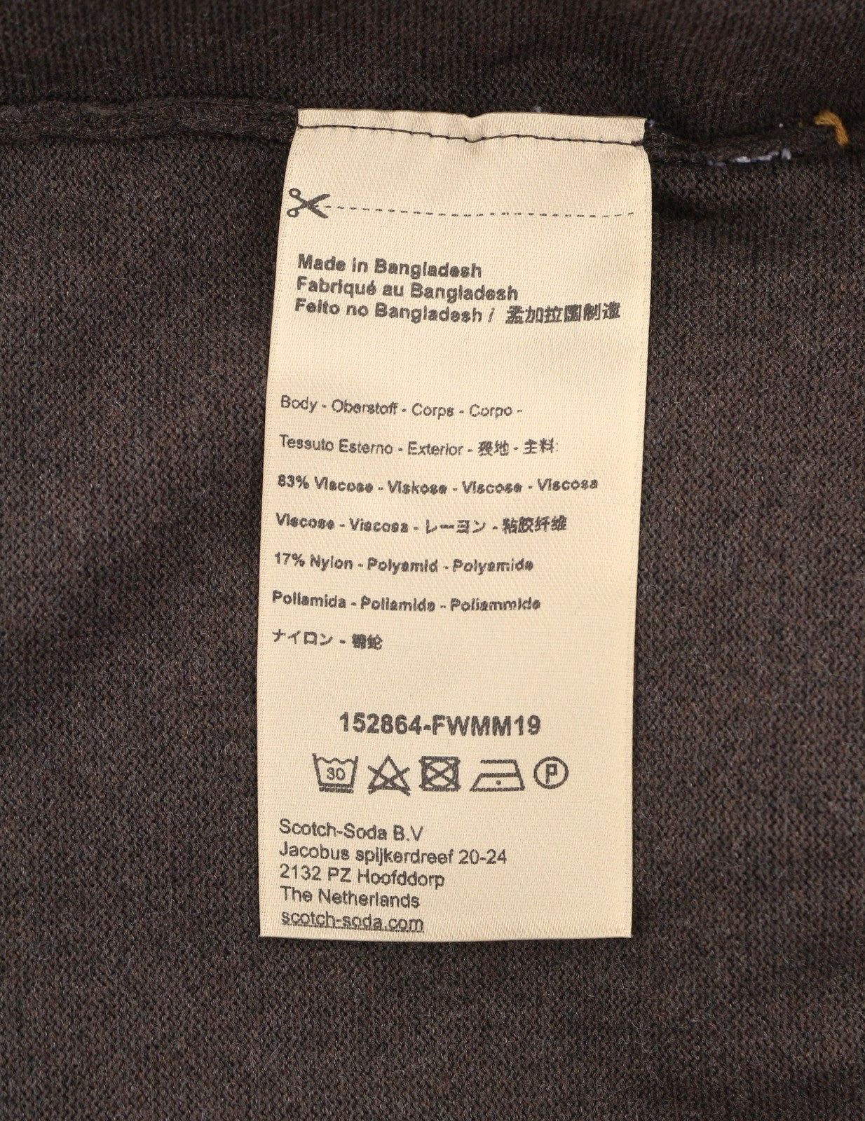 SCOTCH & SODA Men Jumper L Brown Melange High Neck Tight-Knit Pull On Sweater