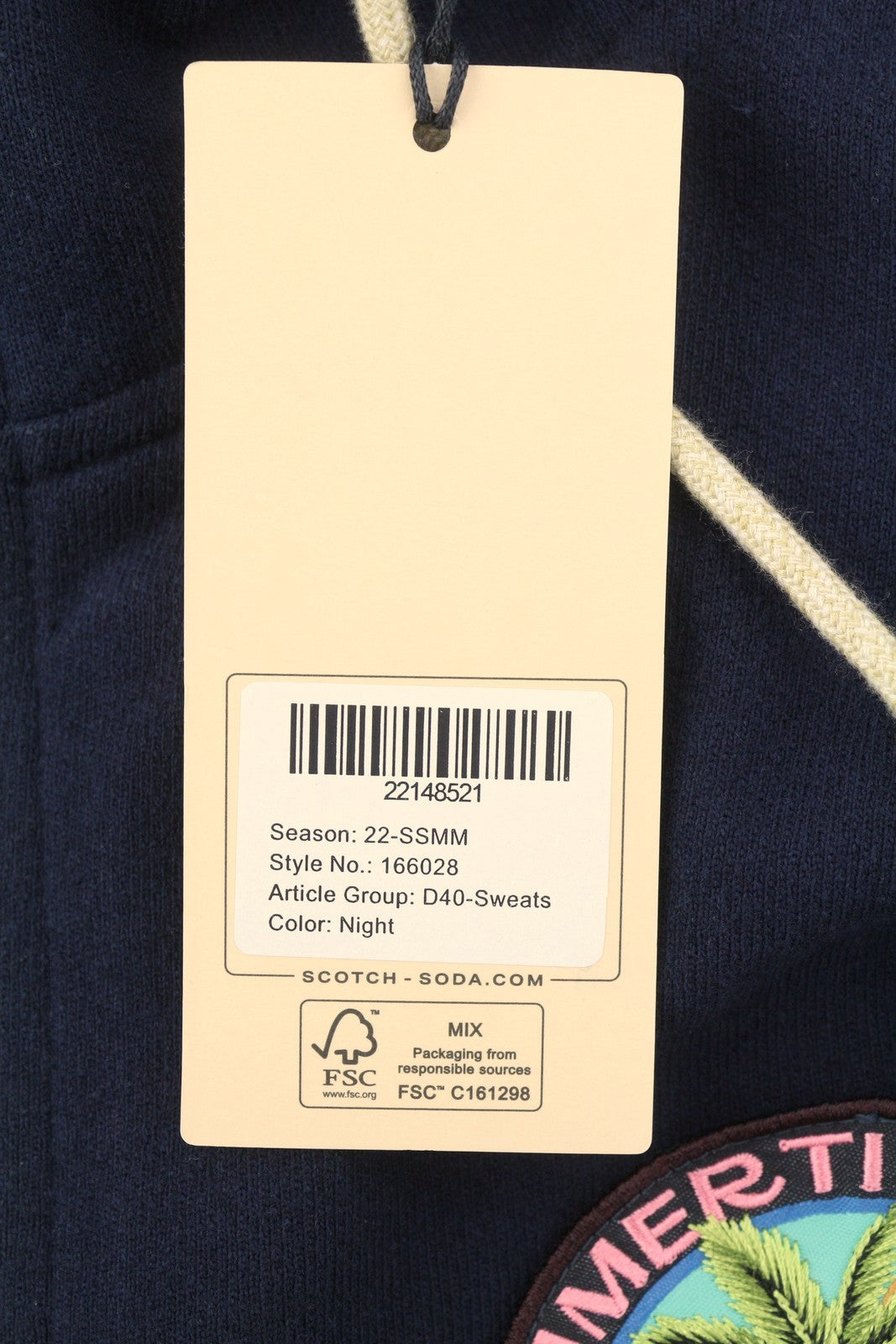 SCOTCH & SODA Men Hoodie M Dark Blue Organic Cotton Embroidered Full Zip