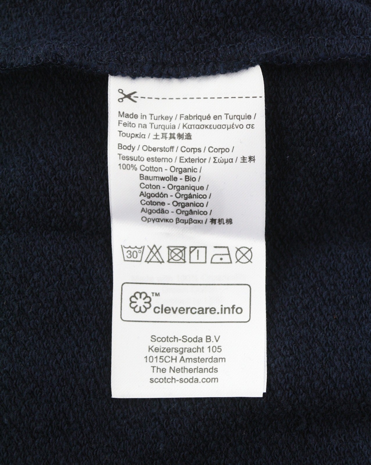 SCOTCH & SODA Men Hoodie M Dark Blue Organic Cotton Embroidered Full Zip