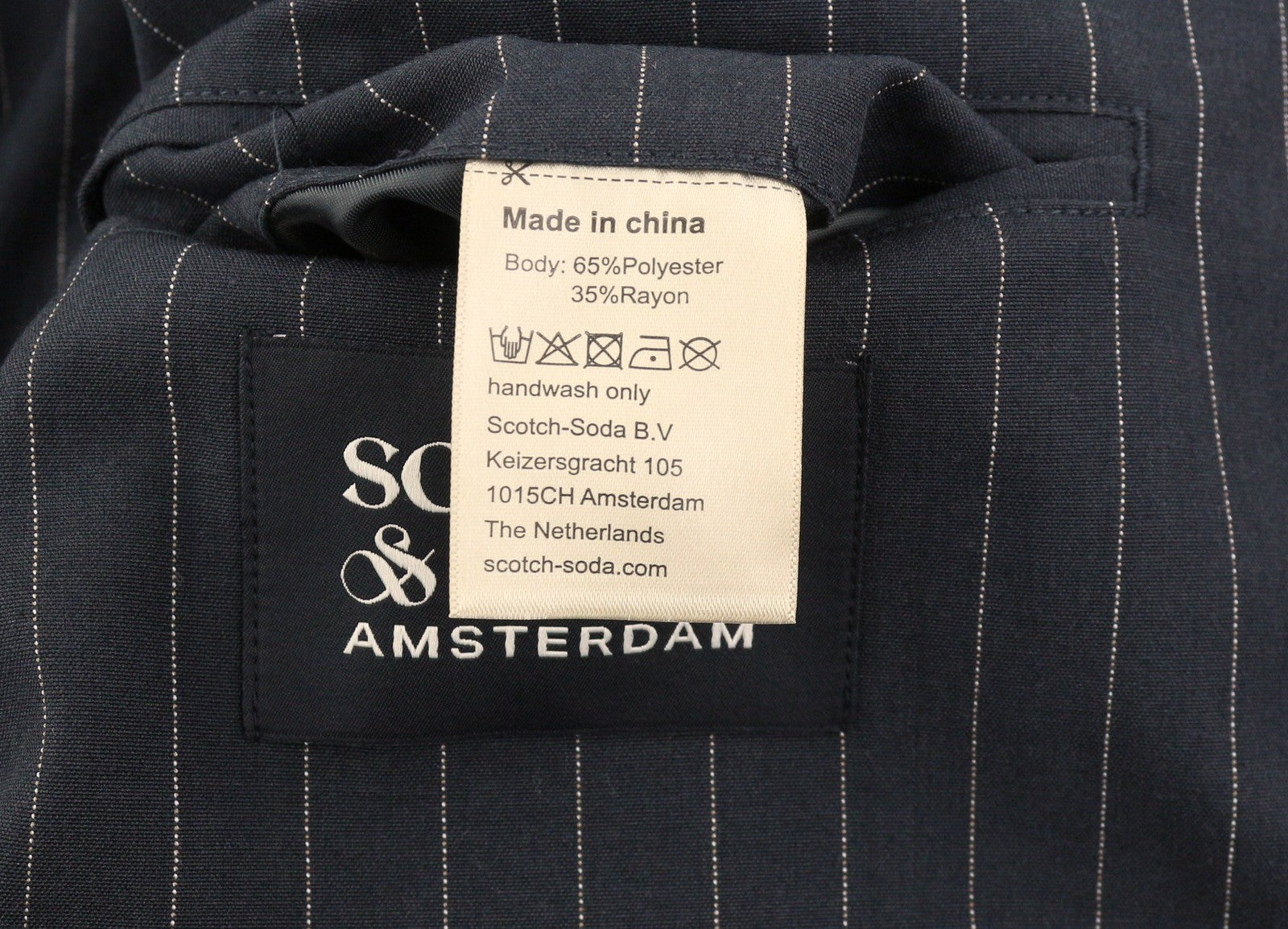 SCOTCH & SODA Men Blazer M Grey Melange Pinstripe Peak Lapel Double-Breasted