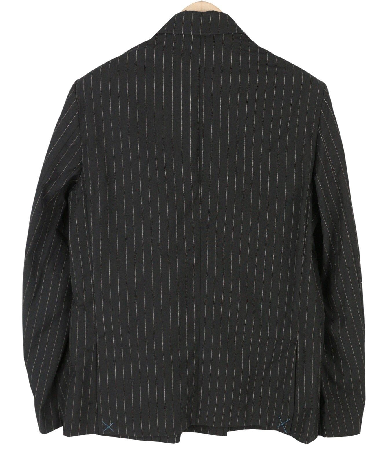 SCOTCH & SODA Men Blazer M Grey Melange Pinstripe Peak Lapel Double-Breasted
