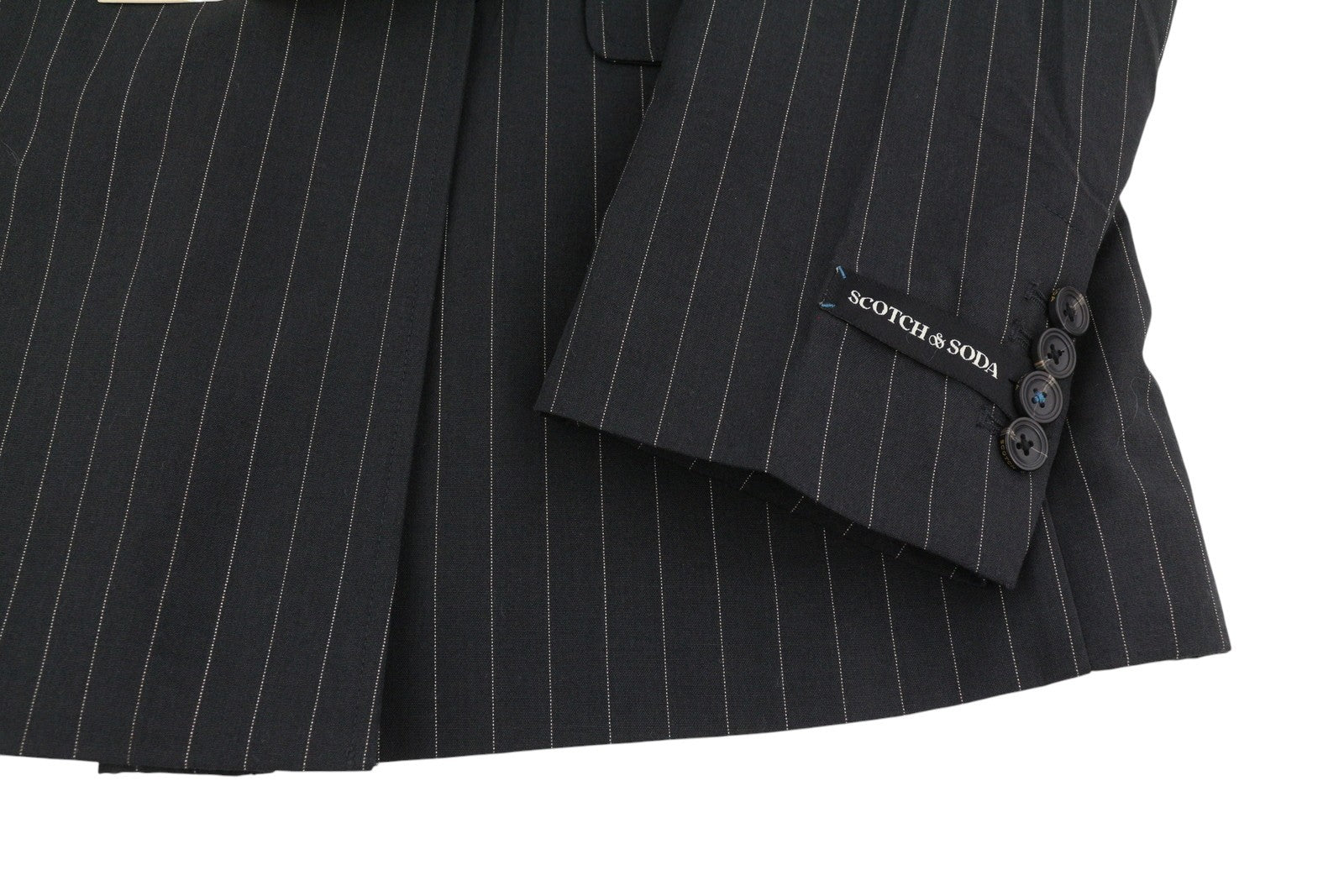 SCOTCH & SODA Men Blazer M Grey Melange Pinstripe Peak Lapel Double-Breasted