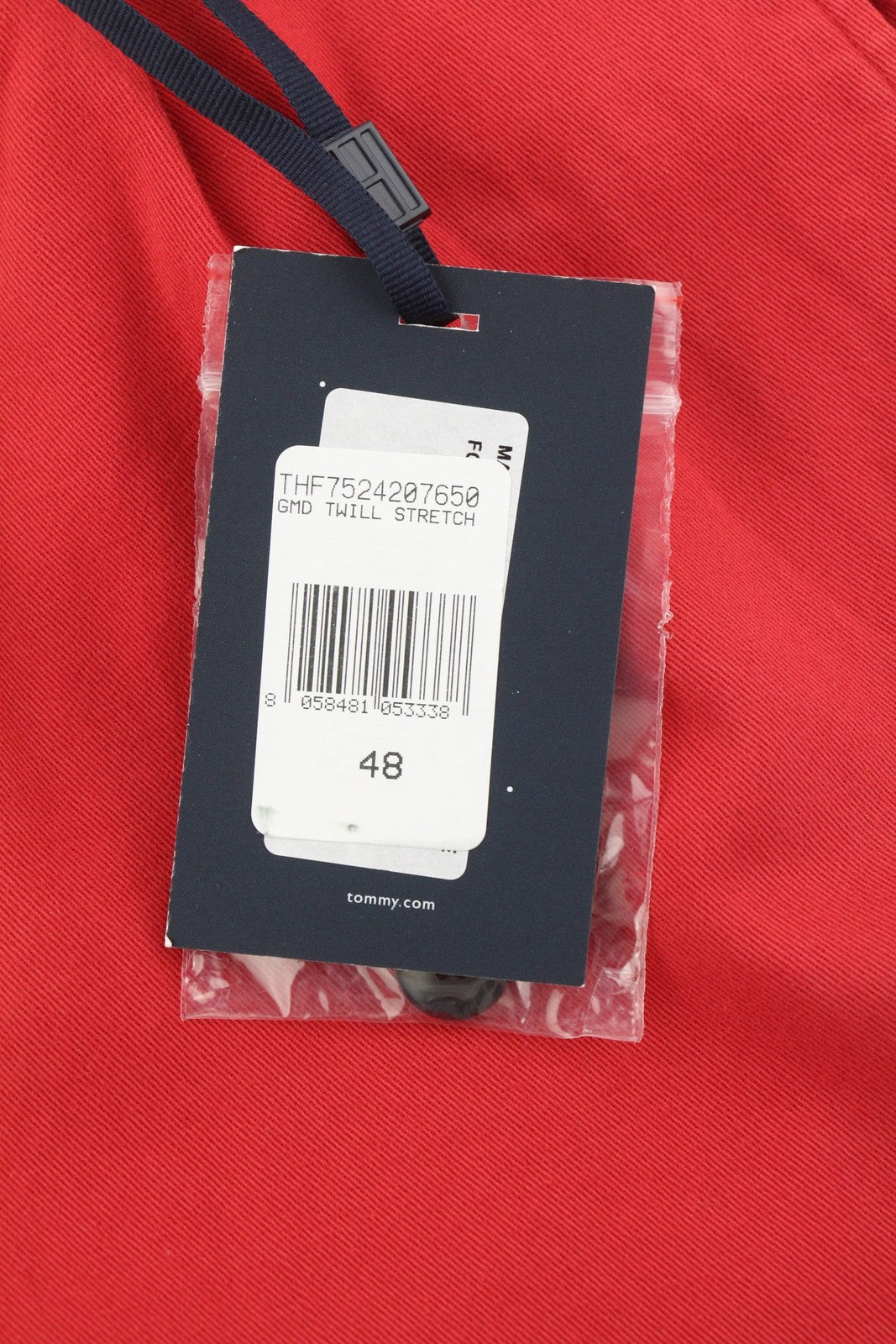 TOMMY HILFIGER Twill Stretch Men Trousers W32 Red Pleated Slim Zip Casual