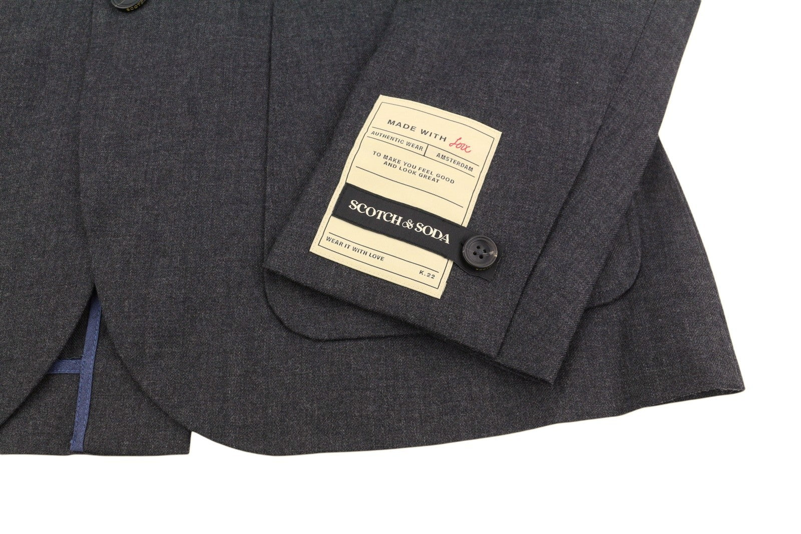 SCOTCH & SODA Men Blazer S Grey Graphite Melange Notch Lapel Half Lined Button