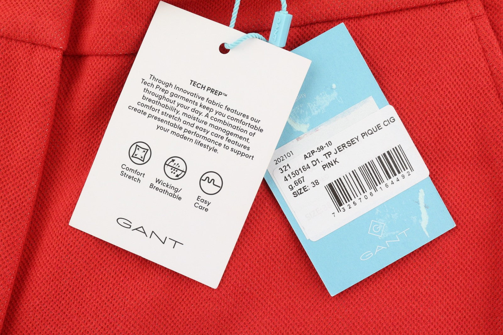 GANT TP Jersey Pique Cig Women Trousers EU38 Red Cropped Tech Prep Ankle