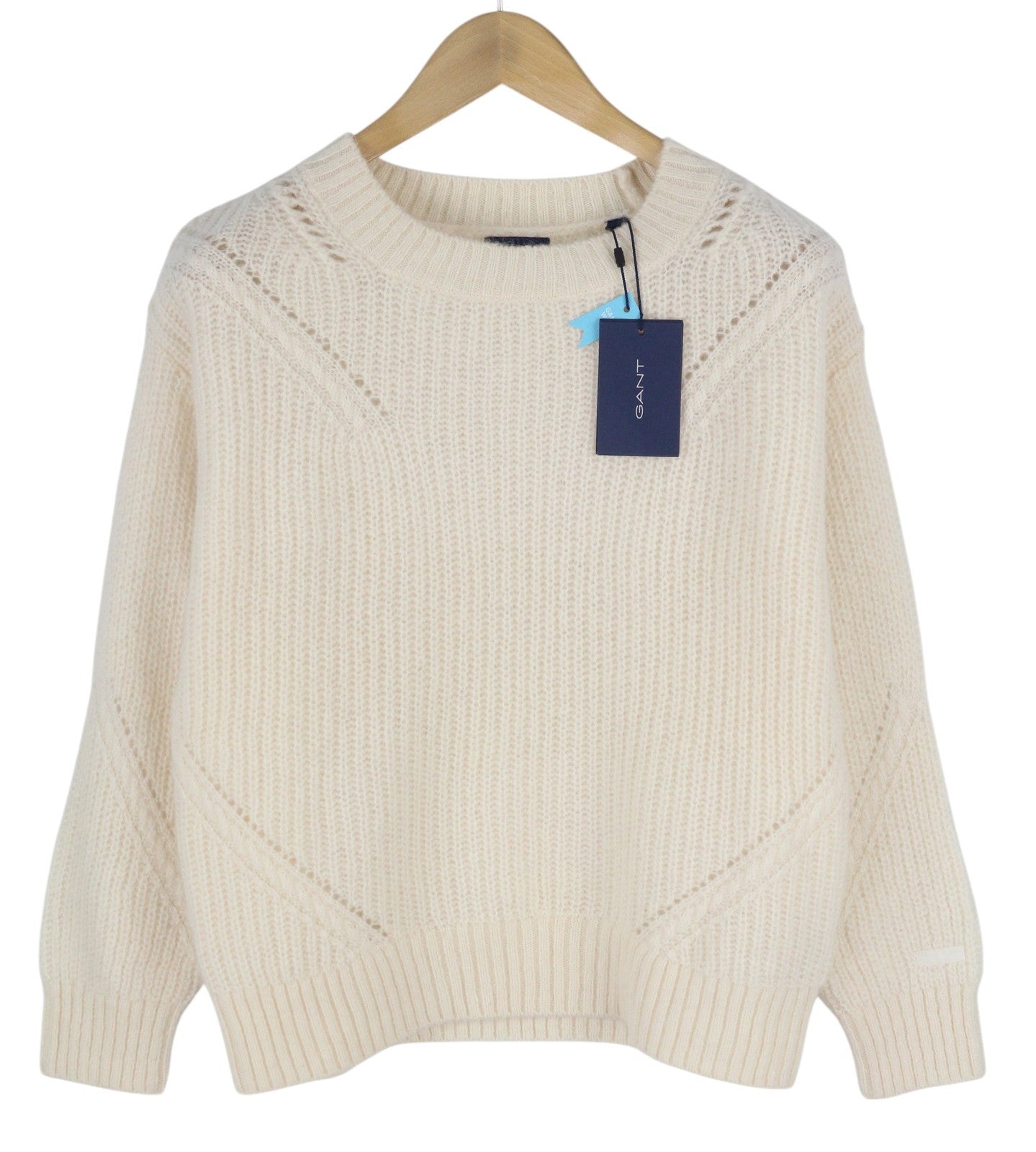 GANT Mohair Detail C-Neck Women Jumper L Off White Knit Pullover
