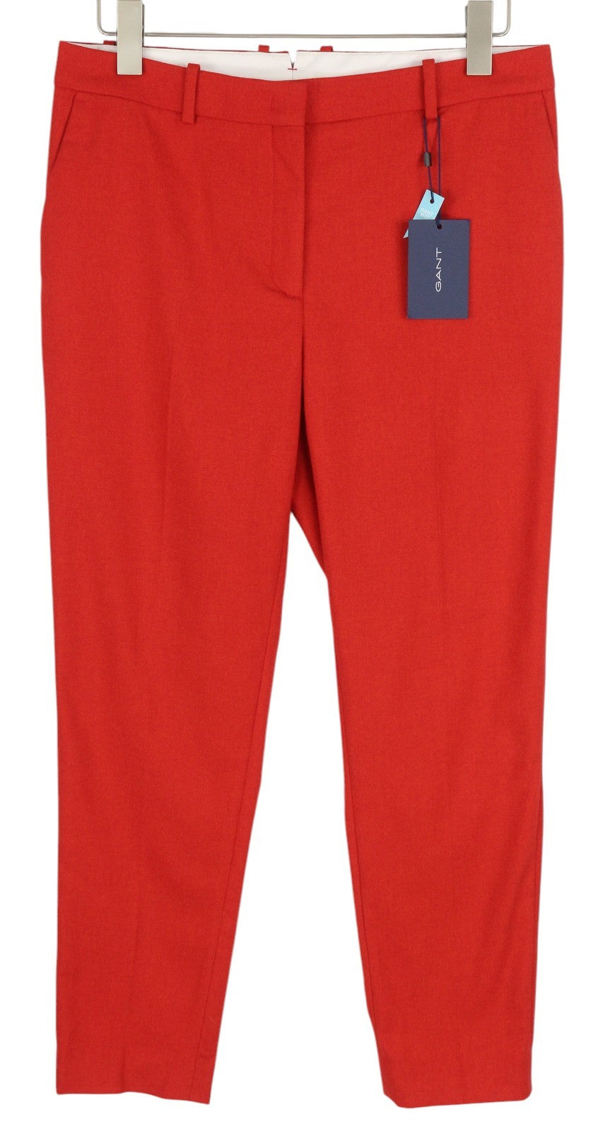 GANT Wool Classic Women Trousers EU40 Red Tapered Cropped Zip Fly