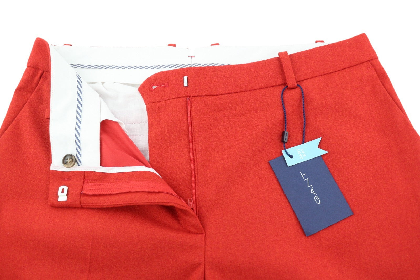 GANT Wool Classic Women Trousers EU40 Red Tapered Cropped Zip Fly