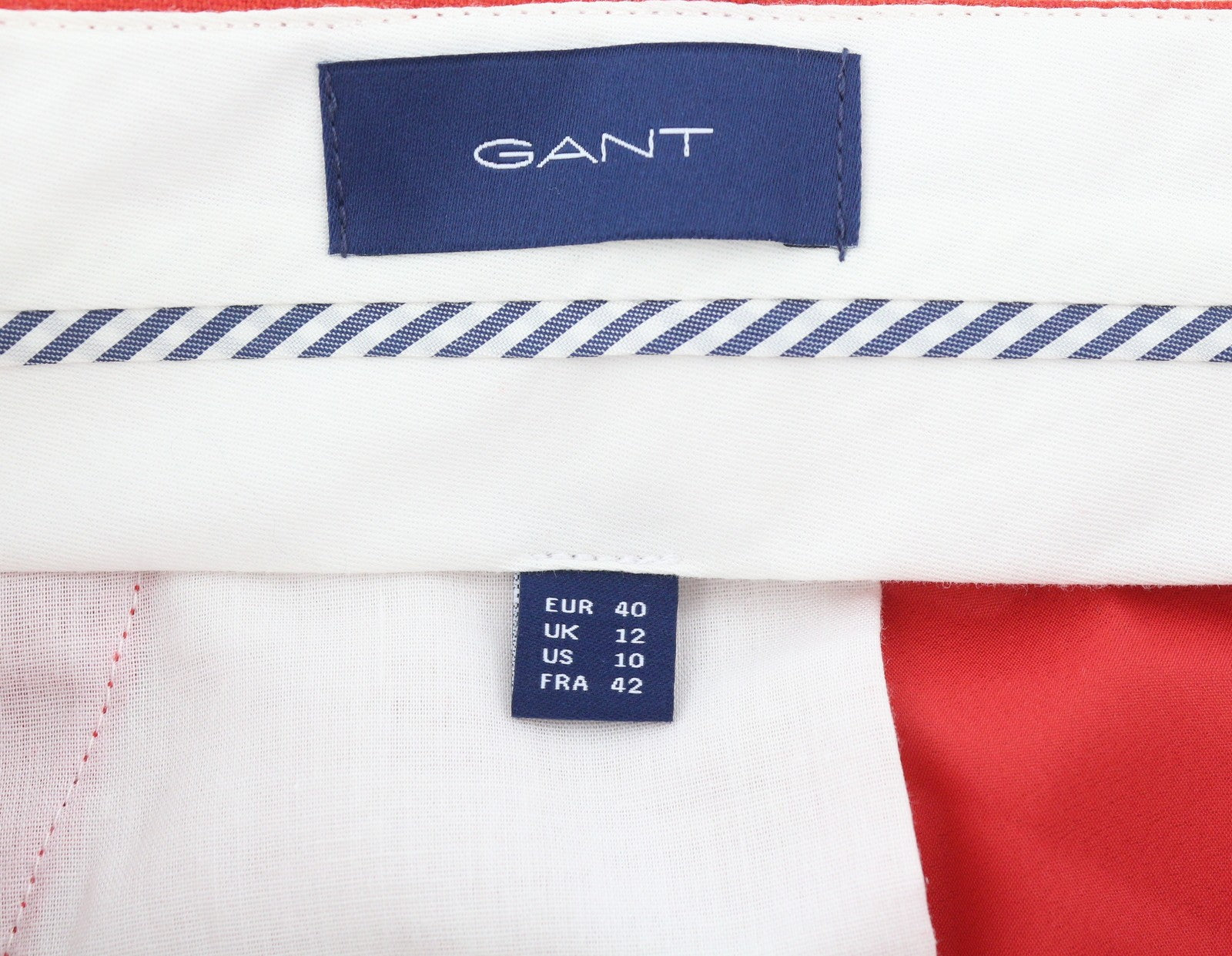 GANT Wool Classic Women Trousers EU40 Red Tapered Cropped Zip Fly