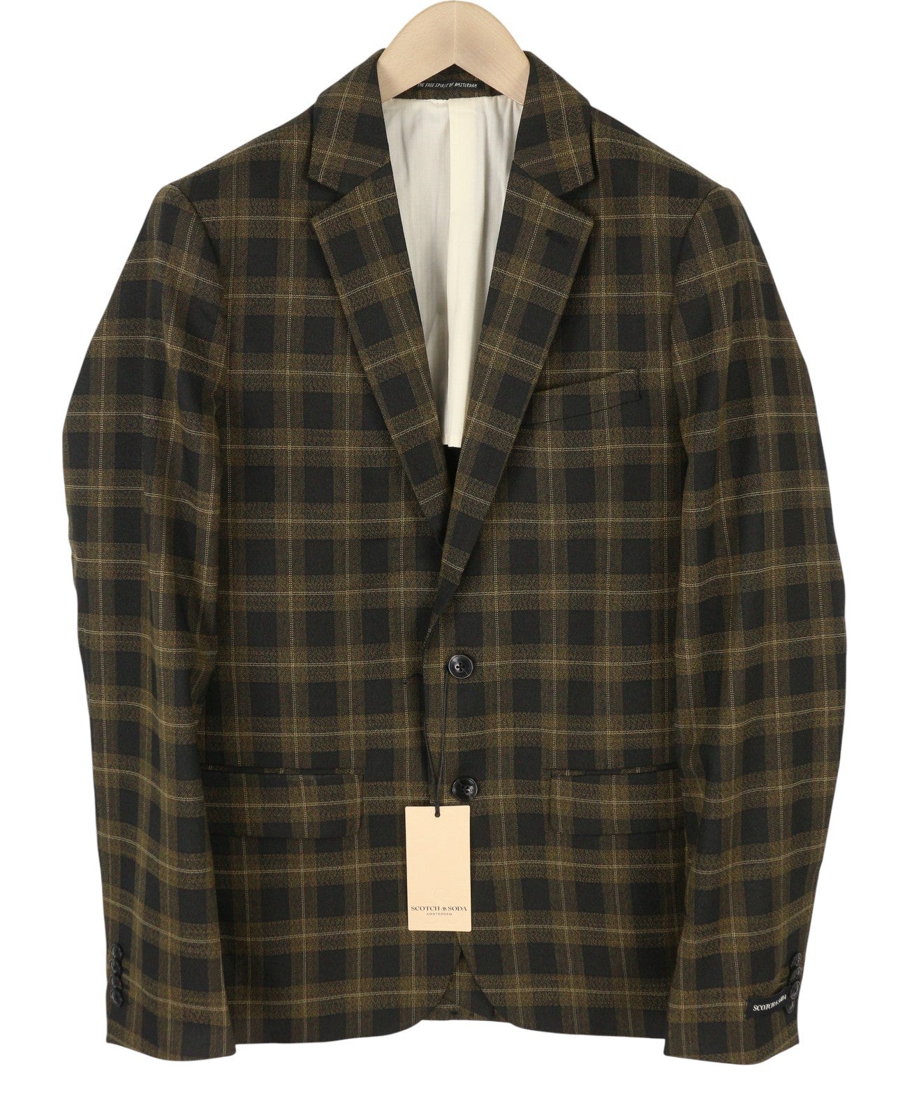 SCOTCH & SODA Men Suit M Golden Brown Check Yarn-Dyed Single Breasted 2PC