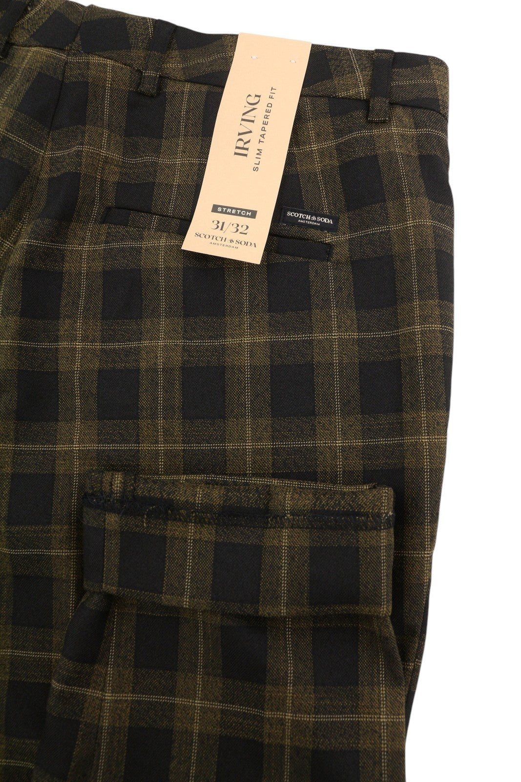 SCOTCH & SODA Men Suit M Golden Brown Check Yarn-Dyed Single Breasted 2PC