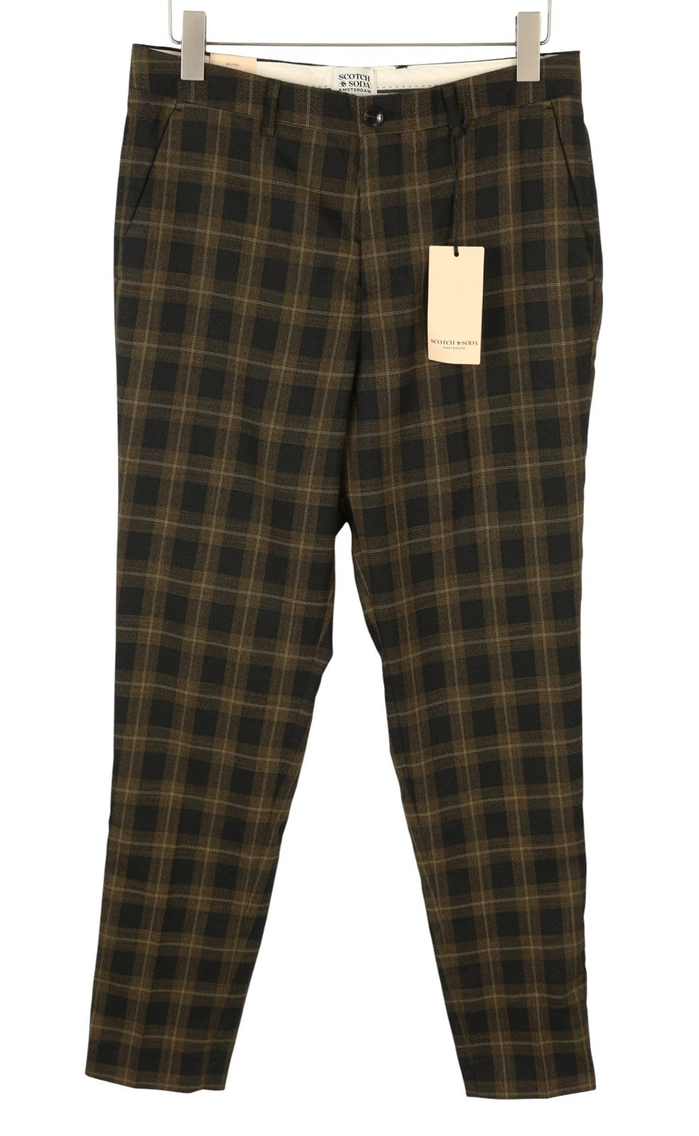 SCOTCH & SODA Men Suit M Golden Brown Check Yarn-Dyed Single Breasted 2PC