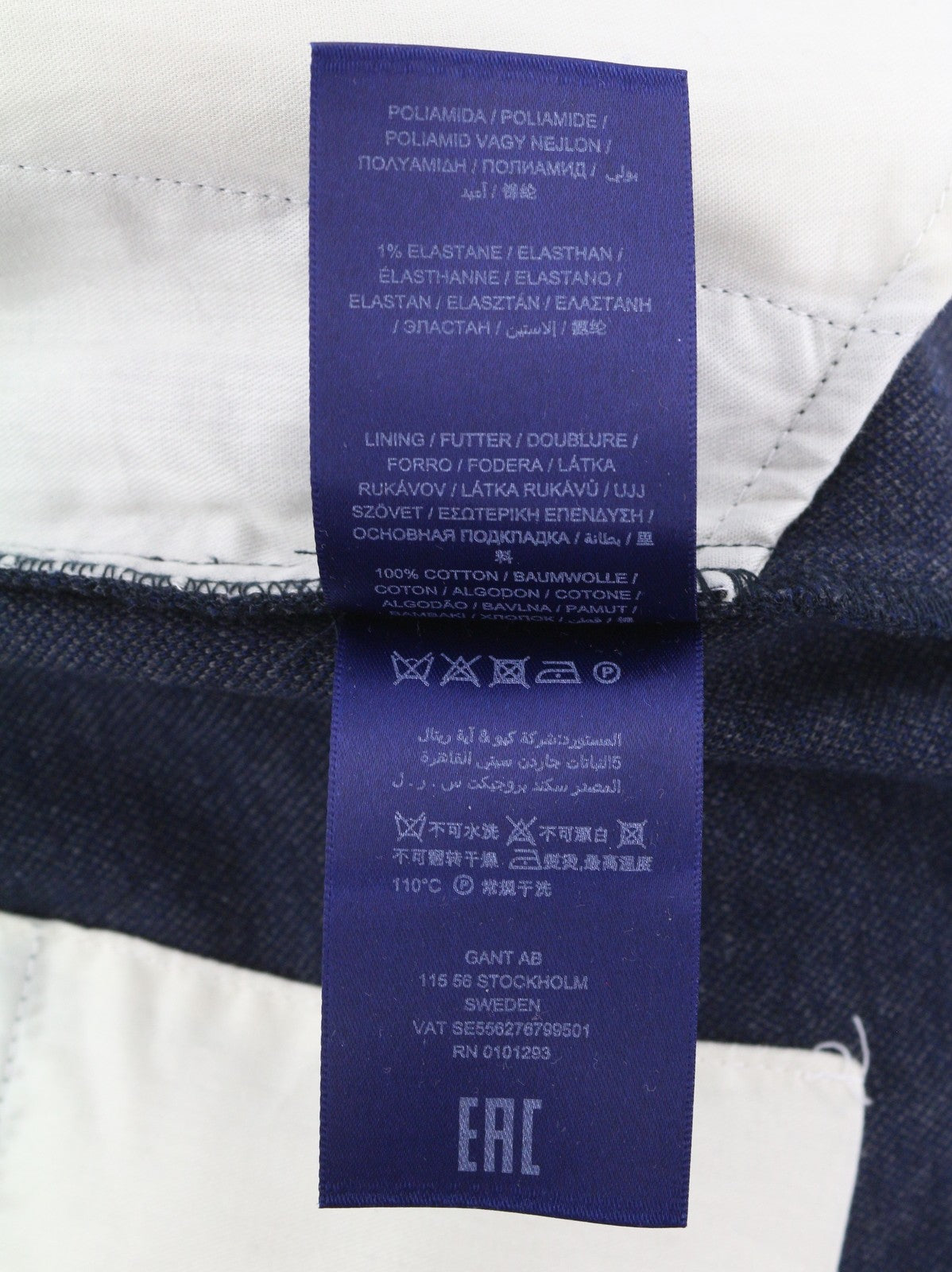 GANT Herringbone Jersey Women Trousers EU38 Blue Ankle Zip Casual