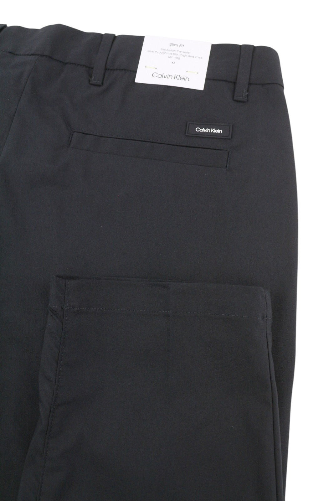 CALVIN KLEIN Tech Cotton Stretch Slim Men Trousers M Black Zip Casual