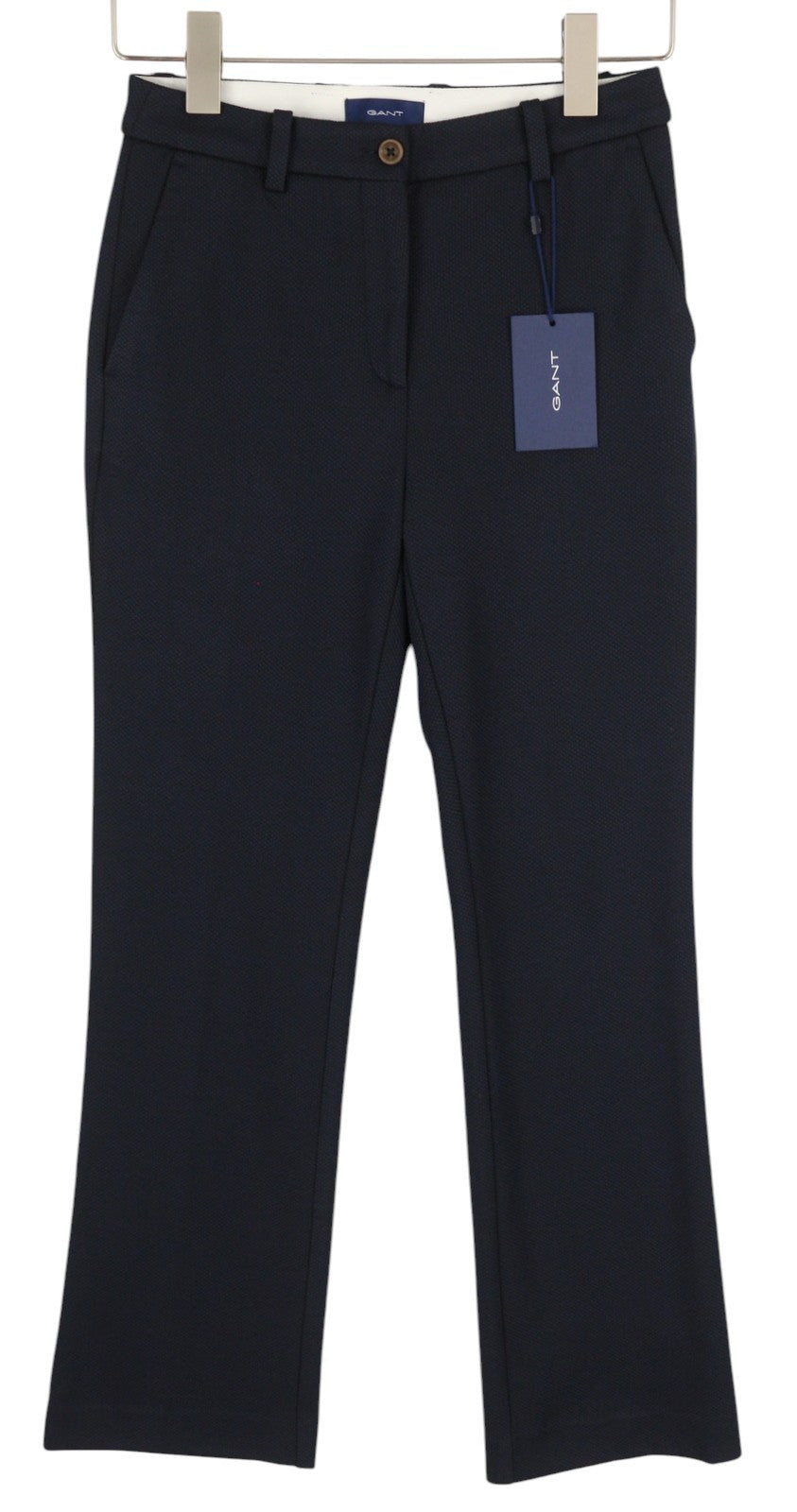 GANT Jersey Pique Women Trousers EU34 Blue Straight Ankle Fit